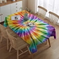 thumbnail image 2 of Colorful Rainbow Tie Dye Spiral Pattern Rectangle Tablecloth 60"x84",Waterproof Polyester Rectangle Table Cloth, Wipeable Spillproof Polyester Tablecloth for Dining, Camping, Indoor and Outdoor, 2 of 5