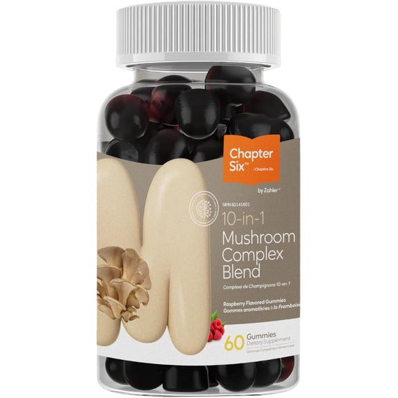 Chapter Six 10-in-1 Raspberry Flavored Mushroom Complex Blend 60 Gummies