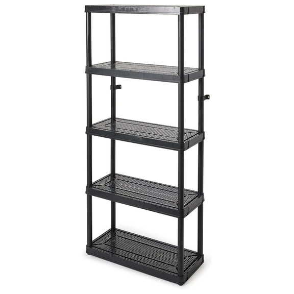 YOSITiuu 5 Shelf Fixed Height Ventilated Medium Duty Storage Unit 14 x 32 x 72 Organizer System for Home, Garage, Basement, and Laundry, Black