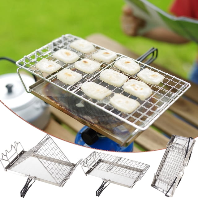 Herramientas y mejoras para el hogar Estufa de camping Tostadora Plegable Portátil Estructura Acero Inoxidable 304 Estufa de exterior Tostadora Tostadora de camping Tostadora de pan Para senderismo Ca
