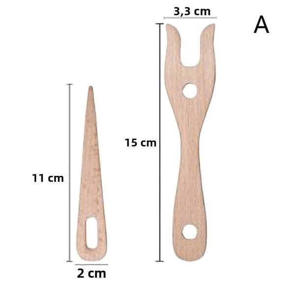 2-Piece Wooden Knitting Tool Kit: Eyelet and Knitting Spoon - Lightweight Cording Tool for Beginners