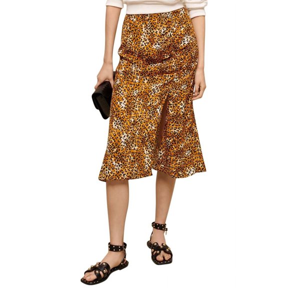 Maje womens Jipard Midi Skirt, T40, Brown
