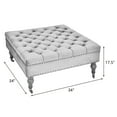 thumbnail image 6 of Abble 34in Square Beige Tufted Upholstered Indoor Cocktail Ottoman Living Room Coffee Table with Wheels, 6 of 6