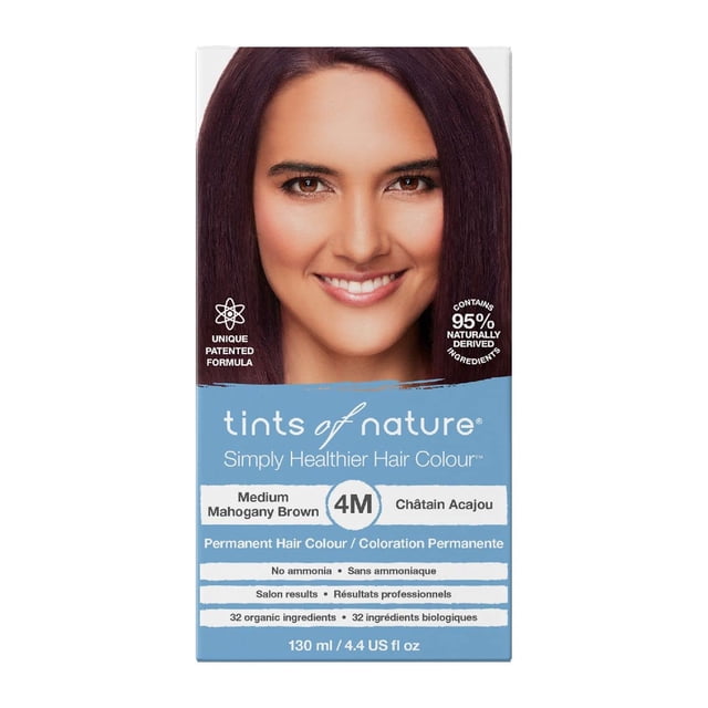Tinte para el cabello Tints of Nature, marrón caoba medio, 130 ml, 4.4 fl oz