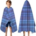 thumbnail image 3 of Blue Checkerboard Checkered Pattern Hooded Bath Towel，60"x35" for Ages 3 To 12 Kids, Quick Dry Lightweight Soft Microfiber Hood Beach Towel Cover Up for Kids, 3 of 7