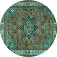 thumbnail image 1 of Ahgly Company Machine Washable Indoor Round Persian Turquoise Blue Traditional Area Rugs, 7' Round, 1 of 4