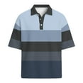 thumbnail image 5 of Men's Polo Shirts Color Block Short Sleeve Button Down Shirts Relaxed Fit Formal Dress Work Golf Collared Shirt, M, 5 of 6