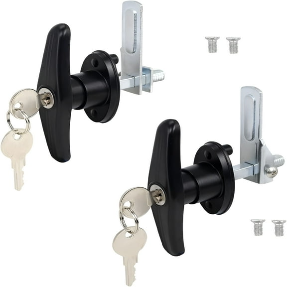 ACDANC Truck Cap Locking T-Handle, Matching Set T-Handles Lock, Truck Cap Topper Camper Shell Locking T-Handle, Keyed Alike Black T-Handle Lock kit (Left&Right)