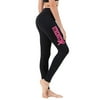 Junior's Pink Ribbon Strength V609 Black Athletic Workout Leggings One Size + (XL-2XL)
