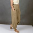 thumbnail image 5 of AHTJRT Women's Linen Boho Pants Summer Casual Loose Fit High Elastic Waisted Trousers with Pockets Fashion 2026 Cargo Lounge Harem Pants Khaki XXL, 5 of 7