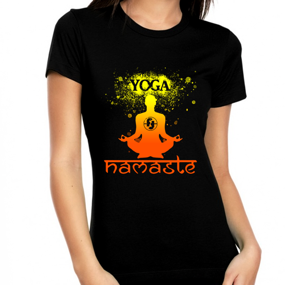Yoga Tops for Women - Premium Yoga Shirts for Women Vintage Namaste Yoga Shirt Mantra Hot Yoga Shirt