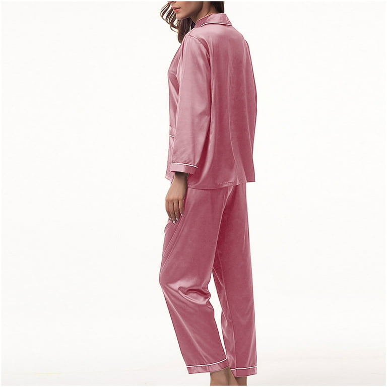 Couple Spring Summer Silk Like Pajamas Women's Polo Neck Short Sleeve Pants  Two Piece Set Fashion Printed Large Homewear