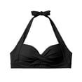 thumbnail image 4 of NordicNest Women Swim Tops, Women Halter Bikini Top Only Retro Swimsuit Top Push Up Bathing Suit Top No Bottom Black M, 4 of 7