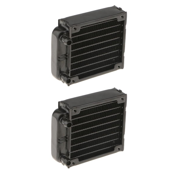 Pitycbo 2x Aluminum Computer CPU 8Pipes Water Cooling Heat Exchanger Radiator 80mm,Black