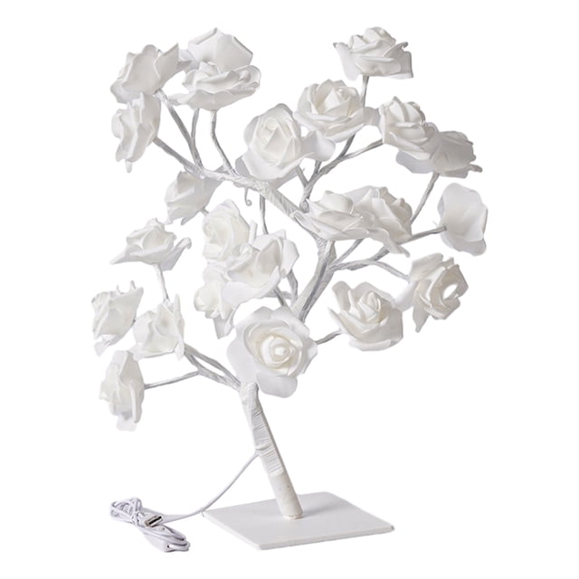 Maytalsory Color Changing Lighted Rose Tree Lamp Gift For Any Occasion Wide Application white rose and rod 1Set