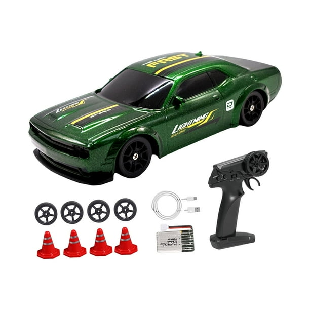 Coche de control remoto de velocidad RC 1/43, vehículo de carreras deportivo profesional a escala 1/43 con tracción en las cuatro ruedas Verde