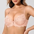 thumbnail image 3 of Wingslove Women’s Sexy Lace Bra Underwire Non Padded Full Coverage Unlined Plus Size Bralette,Pink Nude 34C, 3 of 7
