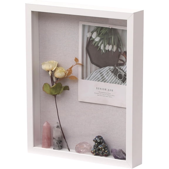 Shadow Box Frame, 11x14" Wooden Display Case with 1.2" Depth and Real Glass for Specimens, Tabletop Decor for Dried Flowers Tickets and Photos