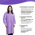 thumbnail image 3 of Purple Disposable Lab Coats, SMS Knee Length with 3 Pockets, 10 Count, Large, 3 of 7