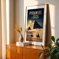 thumbnail image 2 of Vintage Pyramids of Giza Illustration | Timeless Egypt Art - Giza Governorate Egypt Illustration Oak Framed Wall Art Print 24 x 36 inches, 2 of 59