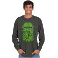 thumbnail image 5 of Funny Zombies Like Me For My Brains Men's Long Sleeve Tee T Shirt Brisco Brands S, 5 of 6
