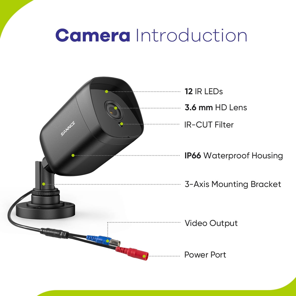 SANNCE 1080p 4 Channel DVR Recorder Outdoor Security Camera, Black, 4 Count