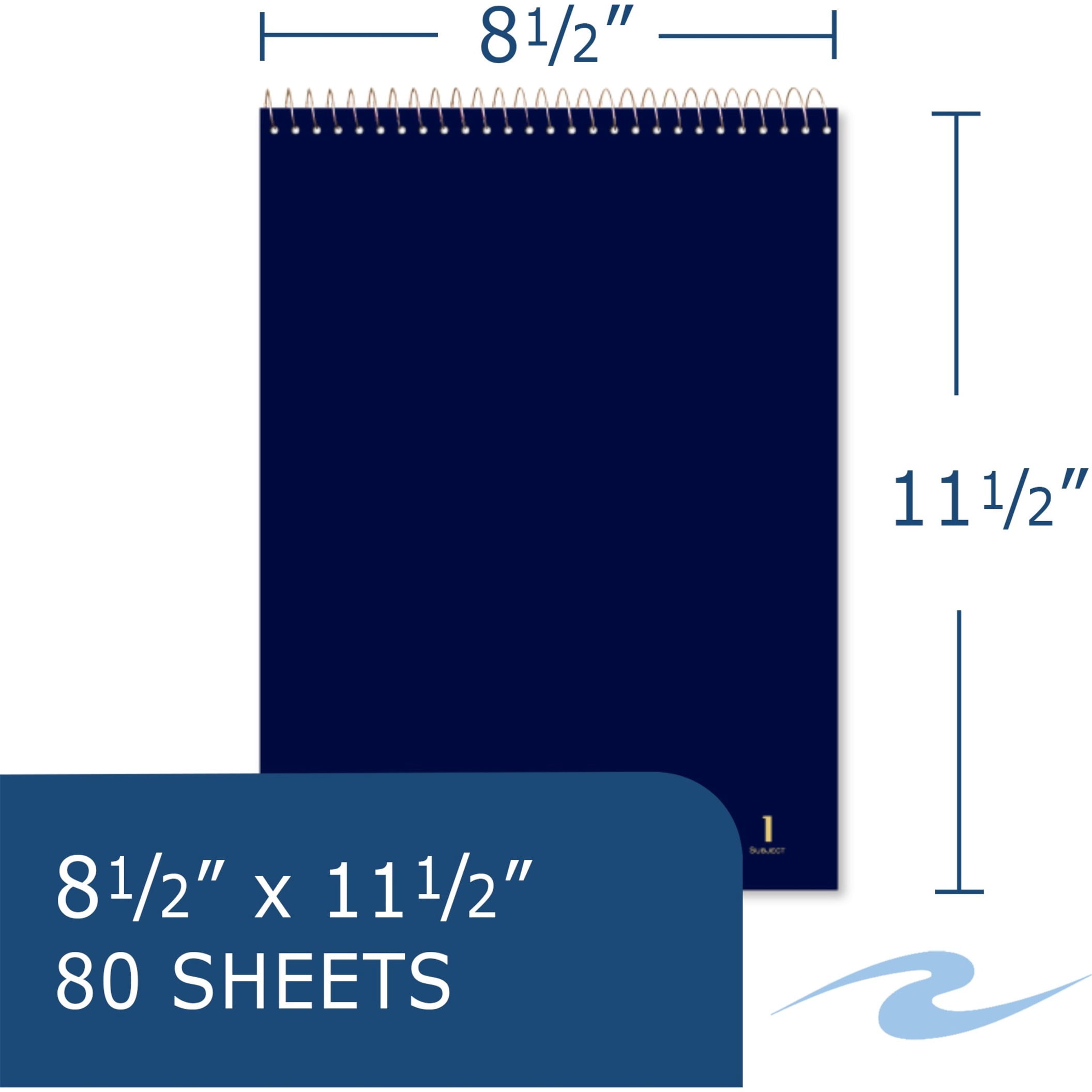 Roaring Spring Flipper College Ruled One Subject Topbound Spiral Notebook, 3 Hole Punched, 1 Case (24 Total), 11.5" x 8.5" 80 Sheets, Assorted Saranac Colors