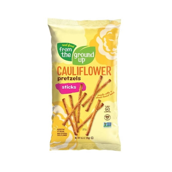 Real Food From The Ground Up Vegan Cauliflower Pretzels, Gluten Free, Non-GMO, 6 Pack (Sticks)