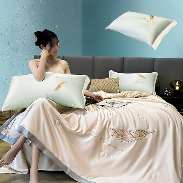 VOAVEKE Summer Solid Color Pillowcase for Sleeping,Throw Pillowcase for Bed,Pillowcase Polyester Sleep Pillowcase Good For Sleeping Soft Breathable Sleep Cooler Pillowcase 5 Colors 2pcs