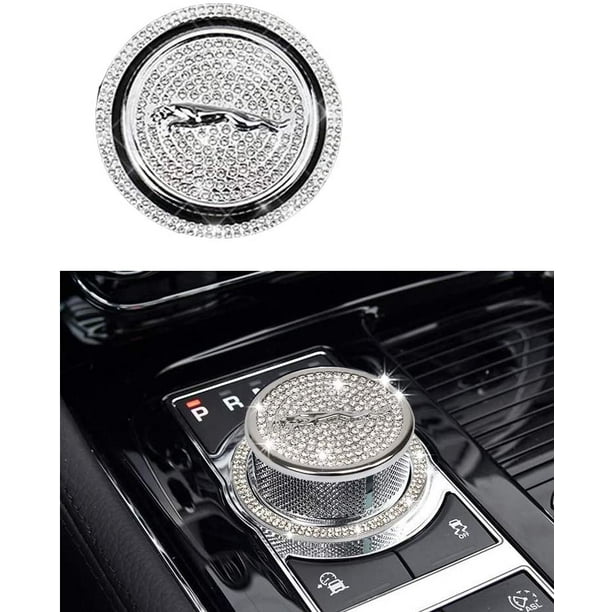 Cristal strass voiture Bling accessoires pommeau de levier de vitesse  couverture décoration garniture autocollant pour Jaguar XF XE XJ F-Pace  (argent) 