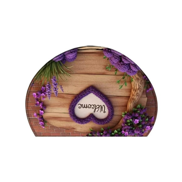 Tauxra 24x16 Inch Semi Circle Door Mat Non Slip Absorbent Entryway Rug for Kitchen Bathroom Polyester Indoor Entrance Carpet