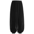 thumbnail image 3 of YiZYiF Kids Girls Chiffon Flowy Modern Dance Pants Belly Dancewear Arabic Princess Wide Leg Trousers Black 16, 3 of 7