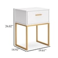 thumbnail image 5 of Benjara BM327937 Alli Nightstand - 1 Drawer - Matte White Wood - Gold Metal Legs - 26 in., 5 of 5
