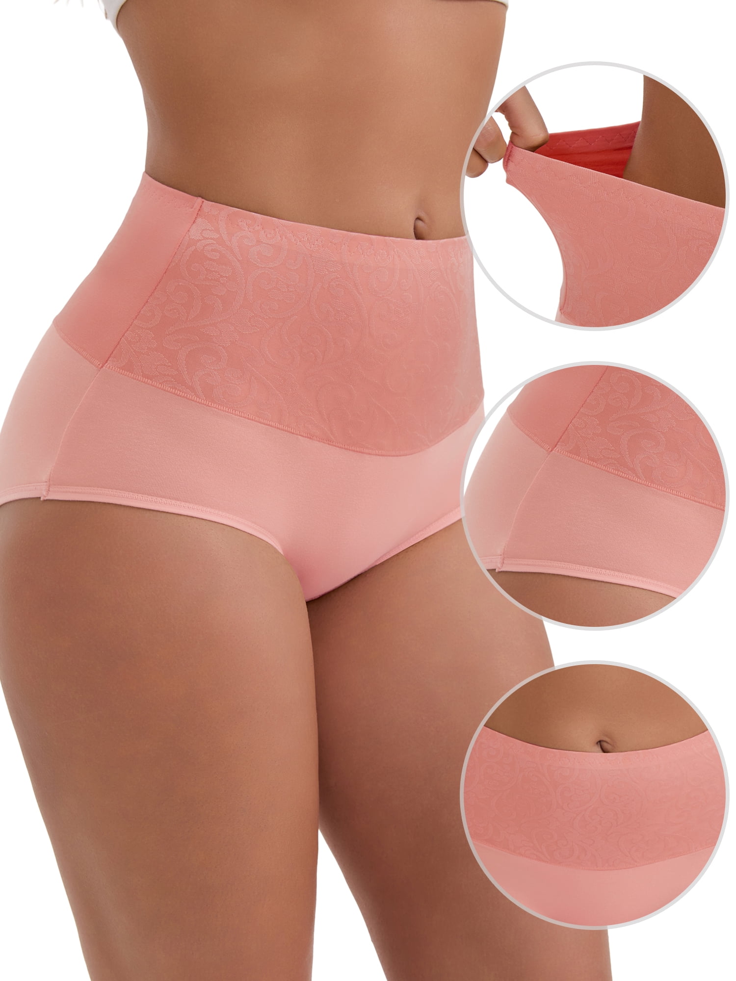 DARING DIVA Women's High-Waisted Underwear 5 Pcs XXL Black,Purple,Purple,Pink,Gray