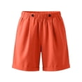 thumbnail image 6 of Costeam Womens Summer Linen Casual Shorts Solid Color Loose Fit Straight Hem with Side Pockets Elastic Waist Lightweight Breathable Soft Relaxed Fit Short Bottoms, 6 of 6