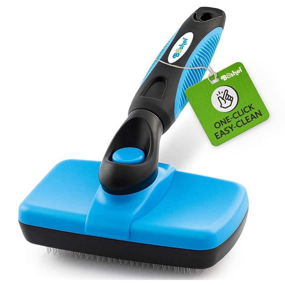 BOSHEL Small Dog Slicker Brush for Undercoat & Tangles, Self-Cleaning Massage Brush for Cats & Pets