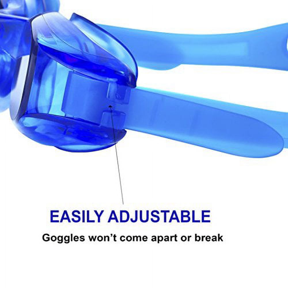 Swimming Goggles for Adults - Blue - Universal Leak Resistant Eye-Socket Fit, Ultra UV Protection, Fully Adjustable Latex Free Split Strap