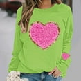 thumbnail image 3 of Felirenzacia Big and Tall Women’s Valentine Hoodie Love Heart Print Long Sleeve Casual Comfy Pullover Top, Green,L, 3 of 5