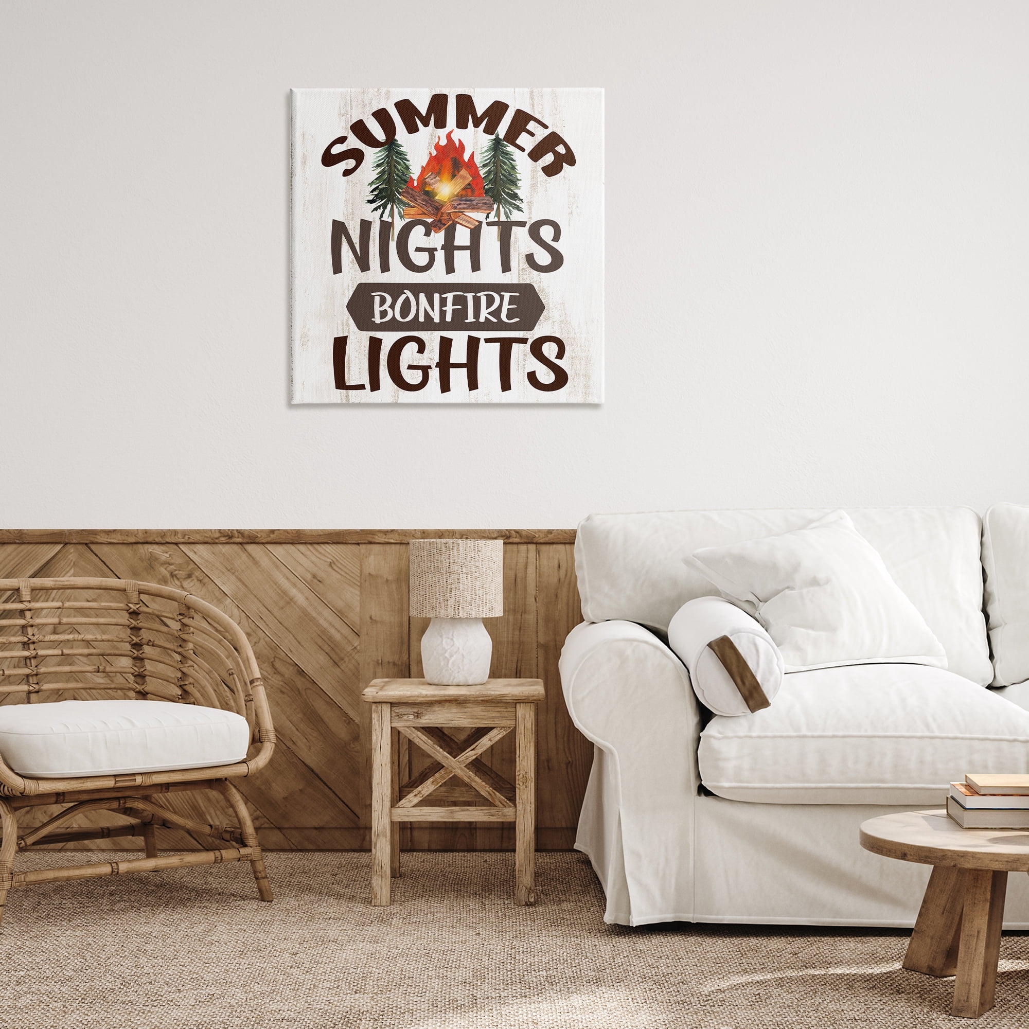 Stupell Industries Summer Nights Phrase Landscape Painting Gallery Wrapped Canvas Art Print Wall Art, 30 x 30