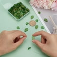 thumbnail image 3 of 1set 100pcs 2 styles Glass Leaf Green 12~18x10~11x3mm Hole: 1.2mm 50pcs/style, 3 of 6