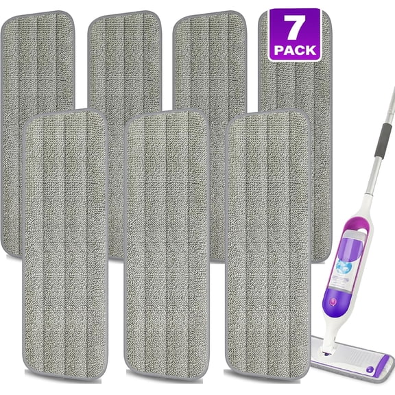 7 Count Reusable Mop Pads for PowerMop - Microfiber Wet Mops Refills PowerMop Pads Machine Washable Hard Wood Floor Mop Pads Replacement for 13''-15'' Spray Floor Mops