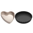 thumbnail image 1 of EeaseMX 2 platos para tarta de huevo antiadherentes, ondulados y con forma de corazón dorado y círculo gris negro., 1 of 8