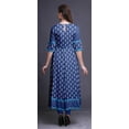 thumbnail image 4 of Bimba Blue Floral Block Indian Kurtis For Women Party Wear Anarkali Kurta Printed Flared Ethnic Kurti-Large, 4 of 6