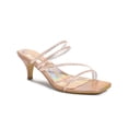 thumbnail image 1 of BLISSFUL STEP Sandale à Enfiler pour Femme à Brides Ornées de Strass, Bout Carré, Talon Kitten, Sandales à Enfiler Or Rose 9, 1 of 7