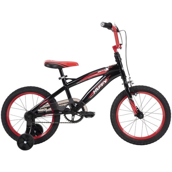 Huffy 16” Moto X Kids’ Bike, EZ Build, Fits Riders 42”-48”, Black/Red, Youth, Boys