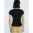 thumbnail image 3 of Free Assembly Women's and Women's Plus Pointelle Mini Tee with Short Sleeves, Sizes XS-4X, 3 of 5