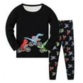 thumbnail image 4 of WUANDIXFA Baby Boys Pajamas Set Girls Pajama Set Long Sleeve Pants Sleepwear Outfits Cute Print Toddler Kids Loungewear Matching Toddler and Baby Pajamas,Black,2-3 Years, 4 of 4