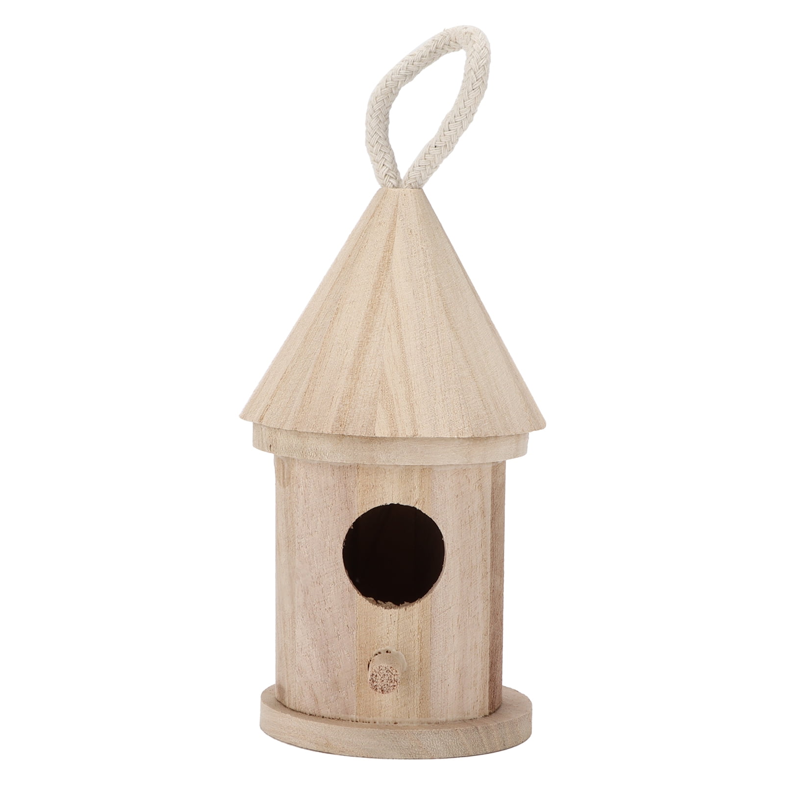 Hanging Round Bird House, Wooden Bird House Unfinished Birdhouse DIY Bird Feeder Houses Round For Outdoors Hanging Small Size 5
