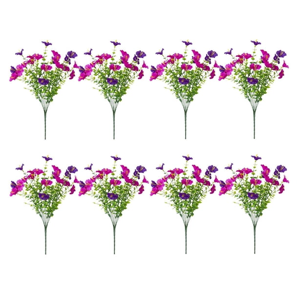 8 piezas de flores artificiales, arreglo de flores, decoración de verano de primavera al aire libre, arbustos de vegetación, plantas para decoración