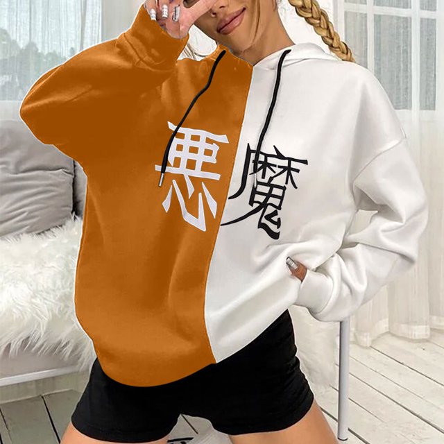 Pntutb, jersey de otoño e invierno para mujer, con capucha, estilo Punk oscuro, estampado, manga larga, fino, suelto, informal, abrigo con cuello Pntutb Pntutb-7106